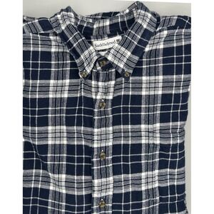 Saddlebred Big & Tall 2XLT Navy White Plaid Flannel Men's Button Down Shirt